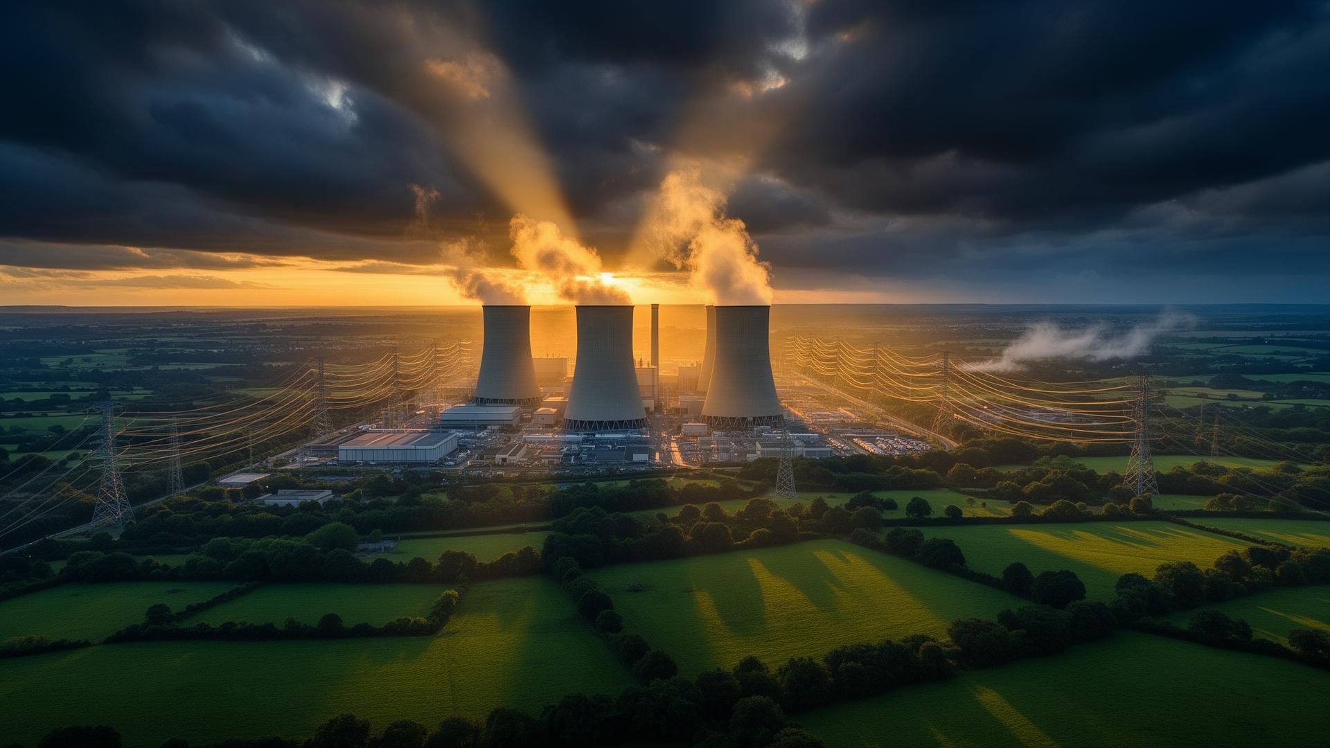 UK power station at dusk